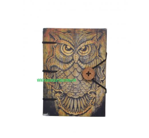 Hardcover Travel Diary with Beautiful Owl Design Hard Paper Didital Print, Small Sized, Handmade Notebook Writing Journal for Unisex | Ruled Premium Paper - 120 Pages 